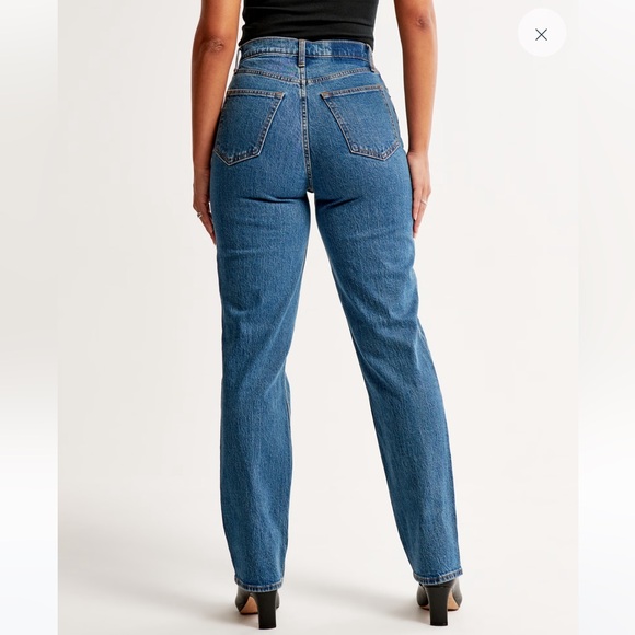 NWT Abercrombie & Fitch Curve Love 90s Straight Ultra High Rise Jeans Marble - Picture 2 of 8